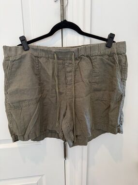 Caslon 5” Linen Drawstring Shorts Size XL Green Beetle